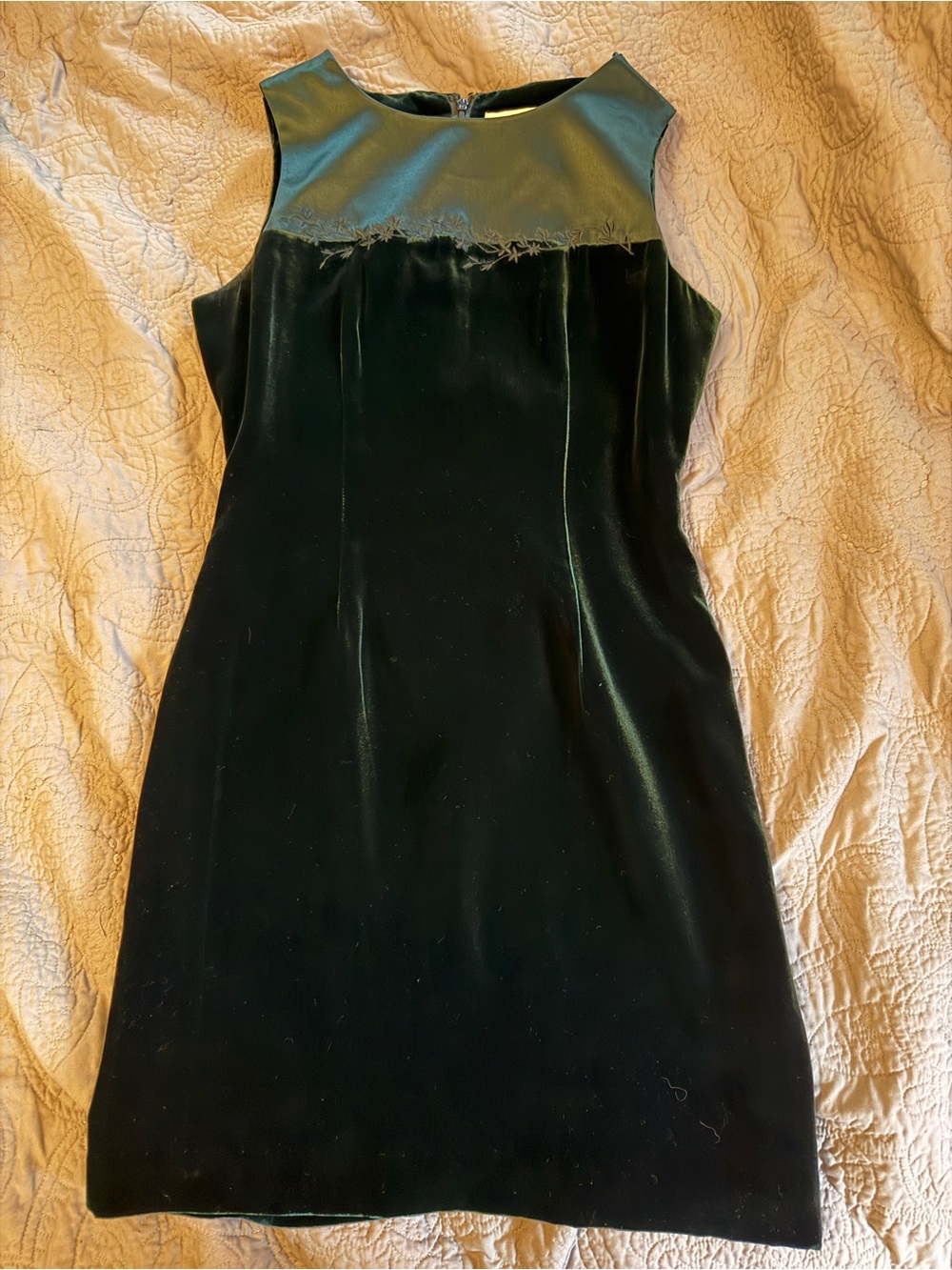 90s Velvet Sheath Dress - Dark Green